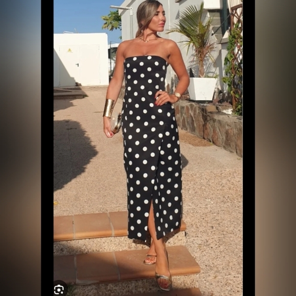 Zara Dresses & Skirts - Zara ZW Collection Polka Dot Strapless Dress